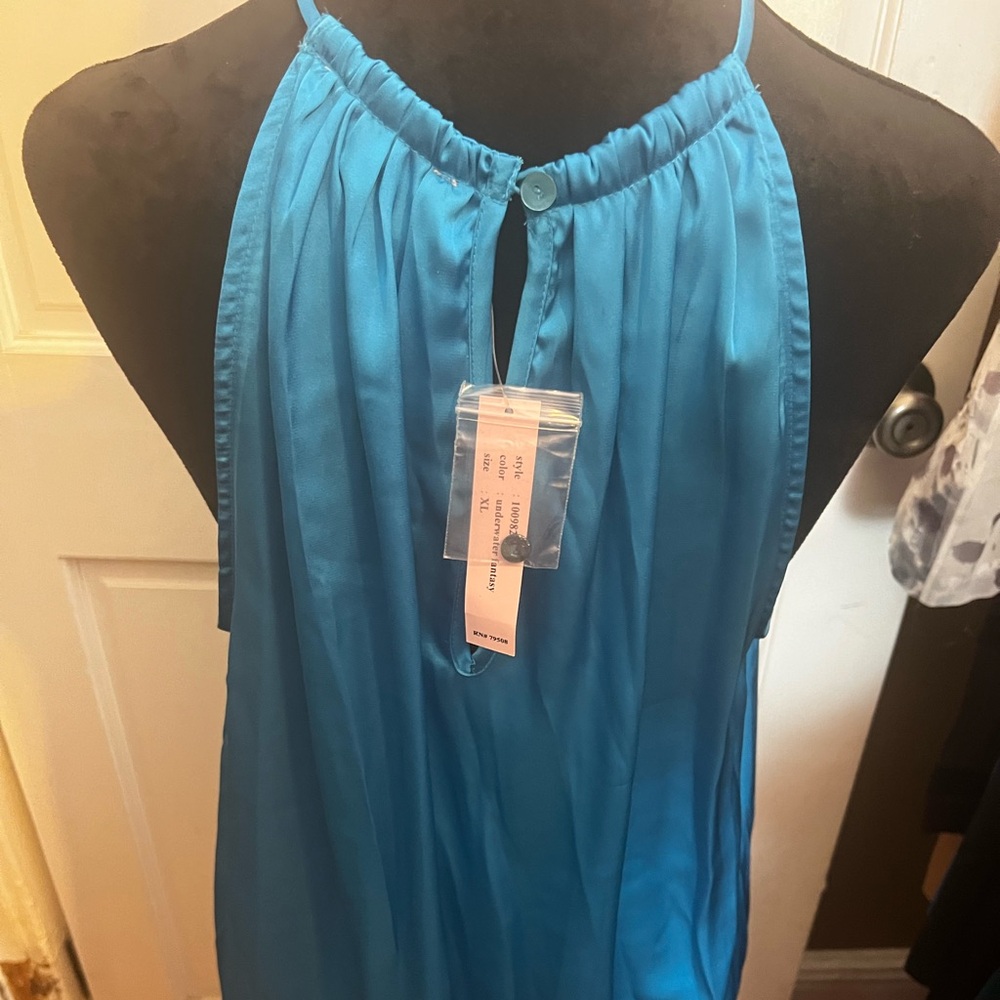 Turquoise silken top
